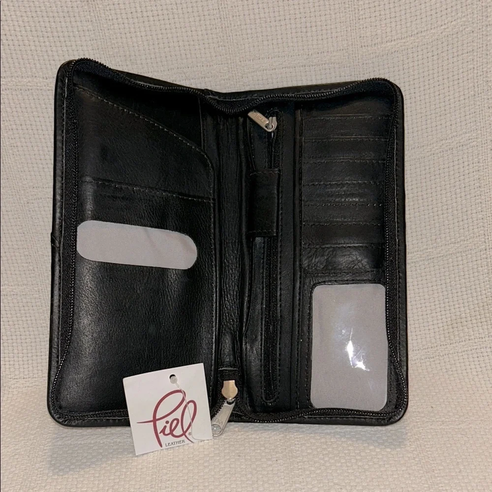 piel leather zippered wallet